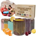 Maisam Premium Ceramic Juice & Water Glasses Set of 6, 230ml - Water Glass Set for Drinking Juice, Water, Sharbat & Cocktails - Ceramic Glass Tumbler Diwali Gifts for Family and Friends (Mix)