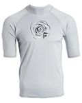 Kanu Surf Men's Fiji UPF 50+ Short Sleeve Sun Protective Rashguard Swim Shirt Rash Guard, Horizon Grey, Large