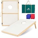 ApudArmis Wood Cornhole Set, 3x2Ft Classic Wooden Cornhole Boards with 8 Cornhole Bean Bags and Carrying Case - Outdoor Lawn Yard Beach Game for Teens Adults Family