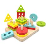 Montessori Toys for 1 2 3 Year Old Boys Girls Gifts, Wooden Sorting and Stacking Toys for Toddlers 1-3 Educational Learning Toys for Preschool Kids Shape Sorter Puzzles