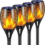 Epyz Solar Light Outdoor Garden Home Flickering Flame Mashaal Light Waterproof for Garden Party and Festival Decoration [ 96LED, Pack of 4, Warm Yellow ]