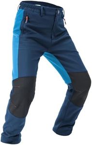 Kids Winter Softshell Hiking Pants Boys Thermal Fleece Lined Snow Pants Outdoor Warm Waterproof Windproof Elastic Waist Size 10-12 Navy&Blue M