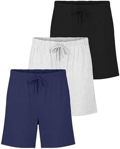 3 Pack: Men's Big and Tall Cotton Jersey Knit Shorts Sleep Bottoms Sleepwear PJ Pijama Para Hombres Drawstring Waistband Pockets Modal Button Fly Essentials Lounge Pajama PJ - Set 6, 3X