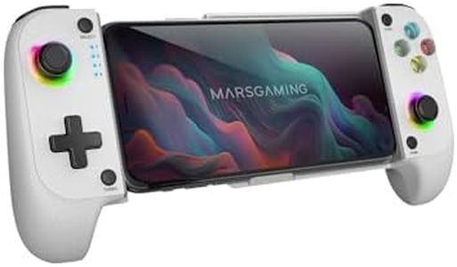 MARSGAMING MGPX, Gamepad Bluetooth 5.0 2en1, RGB Neon, Vibración Dual y Función Turbo, Soporte Smartphone Hasta 6.8", Mando Multifunción Compatilidad PC, Android, iOS y Consolas, USB-C y Funda, Blanco