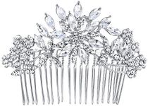 EVER FAITH Bridal Hair Accessories Crystal Flower Snowflake Hair Comb Wedding Hair Piece for Bride Clear Silver-Tone