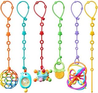 Corfela 6PCS Dustproof Toy Straps for Baby, Adjustable Silicone Toy Holders for Stroller, Anti-Drop Baby Leash for Tether, Pacifier Clip, High Chair Travel Essential, Dishwasher Safe
