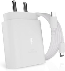 Original 25W Type-C Charger with Cable Compatible with Samsung S/A/M/F/Z Series|Super Fast Charger Cable for S24 Ultra/S23/S22/S21/21 Fe/S20/M14 5G/M34/M54/M53 5G/M33/M13/A34/A54,White