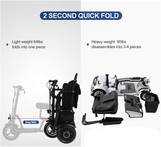 Folding 3-Wheel Mobility Scooter – Lightweight, Portable Electric