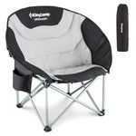 KingCamp Moon Chair Camping Folding Camping Chair XXL Garden Chairs Portable Heavy Duty Padded Camping Chair for Adults With Cup Holder and Cooler Bag for Fishing Beach Outdoor Indoor