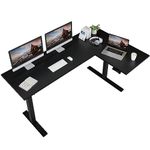 FLEXISPOT Corner Desk Dual Motor L Shaped Computer Electric Standing Desk Sit Stand Up Desk Height Adjustable Desk Home Office Table with Splice Board, 71x48 Black