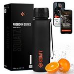 SQUATZ 34 Oz Poseidon Series Frosted Water Bottle - Premium Quality Wide Mouth Gym Flask with Fruit Infuser Strainer, Fixed Carrying Strap, Leak Resistance, and Zero Condensation