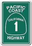 PACIFIC COAST HIGHWAY CALIFORNIA 1 Sign road freeway cali street | Indoor/Outdoor | 12" Tall Plastic Sign