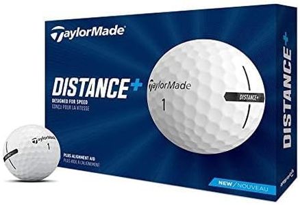 TaylorMade Distance+ Golf Balls, White – High Velocity, 12-Pack