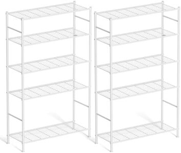LEVELEVE 5-Tier Metal Storage Shelves, 33.1" x 12.6" x 72", Heavy Duty Utility Shelving Unit, Tall Rust-Resistant Organizer Rack for Garage, Pantry, Bathroom, Office, White, 2 Pack