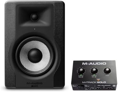 Interfaz de audio M-track Solo y altavoz activo BX5D3 de M-Audio - Tarjeta de sonido y monitor de estudio para grabaciones y monitoreo, transmisiones y podcast