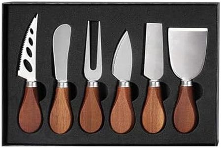 6 Piece Cheese Knife Set with Acacia Wood Handles Stainless Steel Cheese Knives for Charcuterie Boards Accessories Cheese Spreader Knives Cheese Cutters