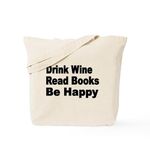 CafePress Drink Wine,Read Books,Be Happy Tote Bag Natural Canvas Tote Bag, Reusable Shopping Bag