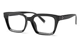 SOOLALA Vintage Stylish Oversized Computer Eye Glass Big Eyeglass Frames, Black, Large