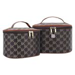 NFI essentials Set of 2 Piece Makeup Box Cosmetic Box Jewellery Box Trousseau Box Vanity Box Organizer Makeup Kit for Girls Big Set Box Makeup Pouch Set Brown