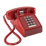 Home Intuition Amplified Single Line Corded Desk Telephone with Extra Loud Ringer Red