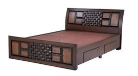 WoodFrame Sng Assam Teak And Plywood Bed With Storage (Half Chocolate 78 X 72 King Size)