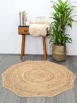 Nirmal Home Hand Woven Braided Carpet Rugs|Round Traditional Design Jute Door mat|Mat for Bedroom,Living Room,Dining Room,Yoga. (Design 12, 90X90 CM)