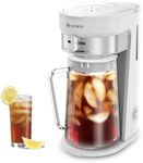 LITIFO Iced Tea Maker and Iced Coffee Maker Brewing System with 2.5-quart Pitcher, sliding strength selector for Taste Customization, Stainless Steel (White)