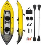 S AFSTAR Inflatable Kayak, 2 Person Canoe with 507 lbs Capacity, Drop-Stitch Floor, All Accessories & Carry Bag, 12.5 ft Large Sit in Tandem Kayak for Fishing, Camping & Exploring for Adults (Yellow)