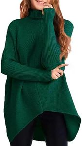 Girls Fall Winter Sweaters Dress Oversized Turtleneck Long Sleeve Casual Knit Jumper High Low Dresses Tops Outfits Green