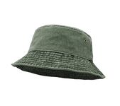 UltraKey Bucket Hat, Wide Brim Washed Denim Cotton Outdoor Sun Hat Flat Top Cap for Fishing Hiking Beach Sports Army Green