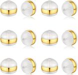 DELECOE 12pcs Gold Soft Silicone Earring Backs for Studs Gold Belt Rubber Earring Backs Replacements Hypoallergenic Safety Plastic Earring Back for Studs Earring Hoops Fish Hook