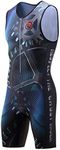 Men Triathlon Tri Suit Padded Compression Running Swimming Cycling Skinsuit Blue M
