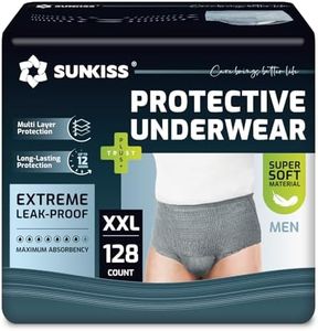 SUNKISS Incontinence Underwear for Men, Daytime Disposable Adult Pull Ups, Mens Protective Briefs with Maximum Absorbency, XXLarge, Grey, 128 Count