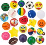 Neliblu Bulk Pack of 6cm Stress Balls for Anxiety Relief - 24 Pack Fidget Toys for Adults and Kids with Assorted Designs and Colors - Sensory Toys for Classroom Prizes, Party Favors & Loot Bag Fillers