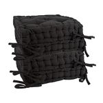 Nicola Spring Dining Chair Cushion Seat Pad Square Padded French Mattress - Black - Pack of 4