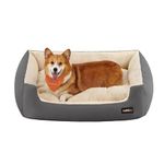 Feandrea Dog Bed Large Washable, Soft Cosy Grey Dog Sofa Bed Puppy Bed for Medium Large Dogs, Removable Reversible Cushion Dog Beds Pet Bed, 85 x 65 x 21 cm, Dark Grey PGW004G01