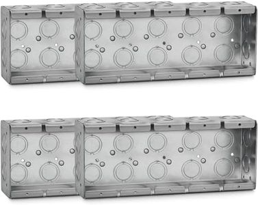 (4 Pack) 5-Gang Masonry Electrical Box, Metal Electrical Box, 2-1/2" Depth, EKO Knockouts, Masonry Box Gangable, Welded Design, Steel Device Boxes for Masonry Walls