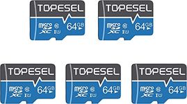 TOPESEL 64GB Micro SD Card 5 Pack Micro SDXC Memory Cards UHS-I High Speed Flash Memory for Camera/Phone/Dash Cam/Tablet/PC,U1, Class10, V10, A1,5Pack