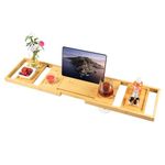 Utoplike Bathtub Tray Bamboo, Bath Table for Tub, Expandable Bathtub Caddy Tray