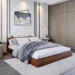 Wakefit Bed | King (78 X 72) Engineered Wood Bed Without Storage, 1 Year Warranty | - Cosma - Columbian Walnut