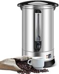 HOMOKUS Commercial Coffee Urn, 120 Cup Extra Large Hot Water Urn, 18L Silver Double Wall Stainless Steel Large Coffee Urns, 1500W Quick Brew Commercial Coffee Percolator Electric for Gatherings