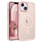 BENTOBEN Magnetic for iPhone 13 Case & iPhone 14 Case [Compatible with Magsafe] Translucent Matte Phone Case iPhone 13/14 Slim Fit Shockproof Women Men Protective Cover for iPhone 13/14, Light Pink