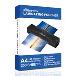 BEEWAY A4 Laminating Pouches - 200 Sheets, 160 Micron (2 x 80 Micron), Glossy Finish - High Quality, Clear, Rounded Corners, Full Protection - Ideal for Photos and Notes