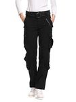 Mesinsefra Women's Utility Cargo Pants Wild Casual Military Combat Cargo Work Camo Hiking Pants with 8 Pockets Black 12