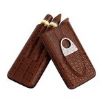 PIPITA Cigar Cases Portable Leather Travel Cigar Case, Cigar Holder 3 Tubes Cigar Humidor with Stainless Steel Cigar Cutter Portable Gift Bag (Brown)