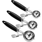 Saebye Cookie Scoop Set, 3 Pieces Ice Cream Scoop Set, 0.8 OZ/ 1.4OZ/ 2.7OZ, Large-Medium-Small Size Disher Scoop, Portion Scoop, Cookie Scoops for Baking for Cookie Dough, Cupcake Batter or Ice Cream