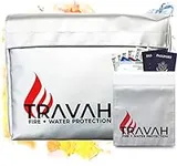 Travah Fireproof Document Safe Bag, All-Purpose Large Water-Resistant Storage for Important Files and Certificates for Home and Office Use with Small Safe Storage Pouch for Passports and Money