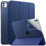 MoKo for iPad Pro 11 Inch Case M4 2024 (5th Gen), Ultra Slim Stand iPad Pro 11 M4 Case with Soft TPU Translucent Frosted Back Cover for iPad Pro 11'' 2024 (Model: A2836/A2837/A3006), Navy Blue