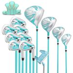 MAZEL 12 Pieces Men's Complete Golf Clubs Set or Individual Golf Clubs - Titanium Driver,#3,5 Fairway Wood,Hybrid,#4,5,6,7,8,9 Iron & Pitching Wedge,Golf Putter (Complete Golf Clubs Set,Light Blue)