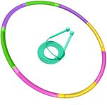 WEOKLL Toy Color Hoop and Jump Rope for Kids, Detachable & Size Adjustable Plastic Colourful Exercise Hoop for Boys and Girls Party Games, Gymnastics, Dog Agility Equipment, Christmas Wreath